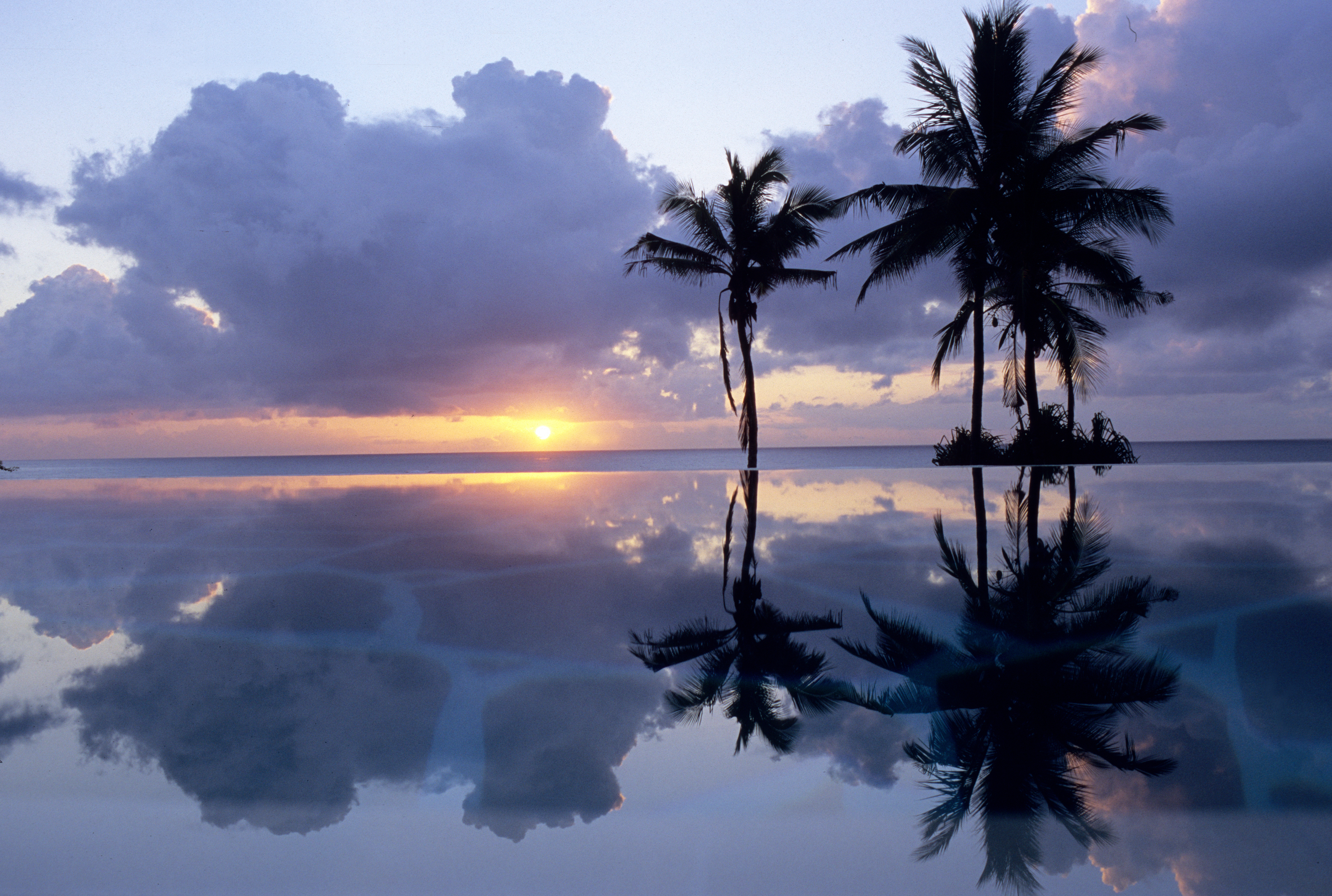 Sun rise on the pool