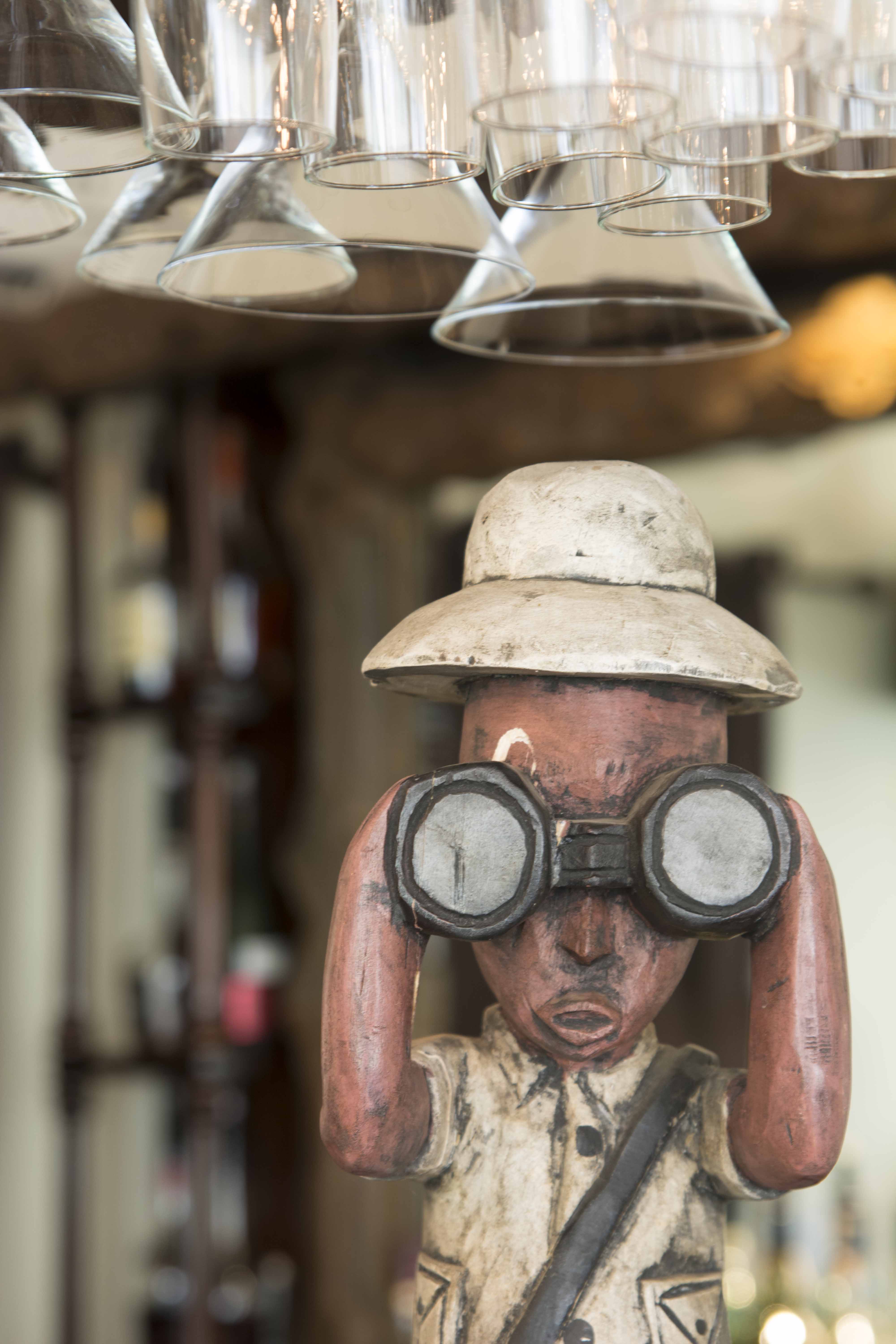 Unique wood carvings in the hotel lobby