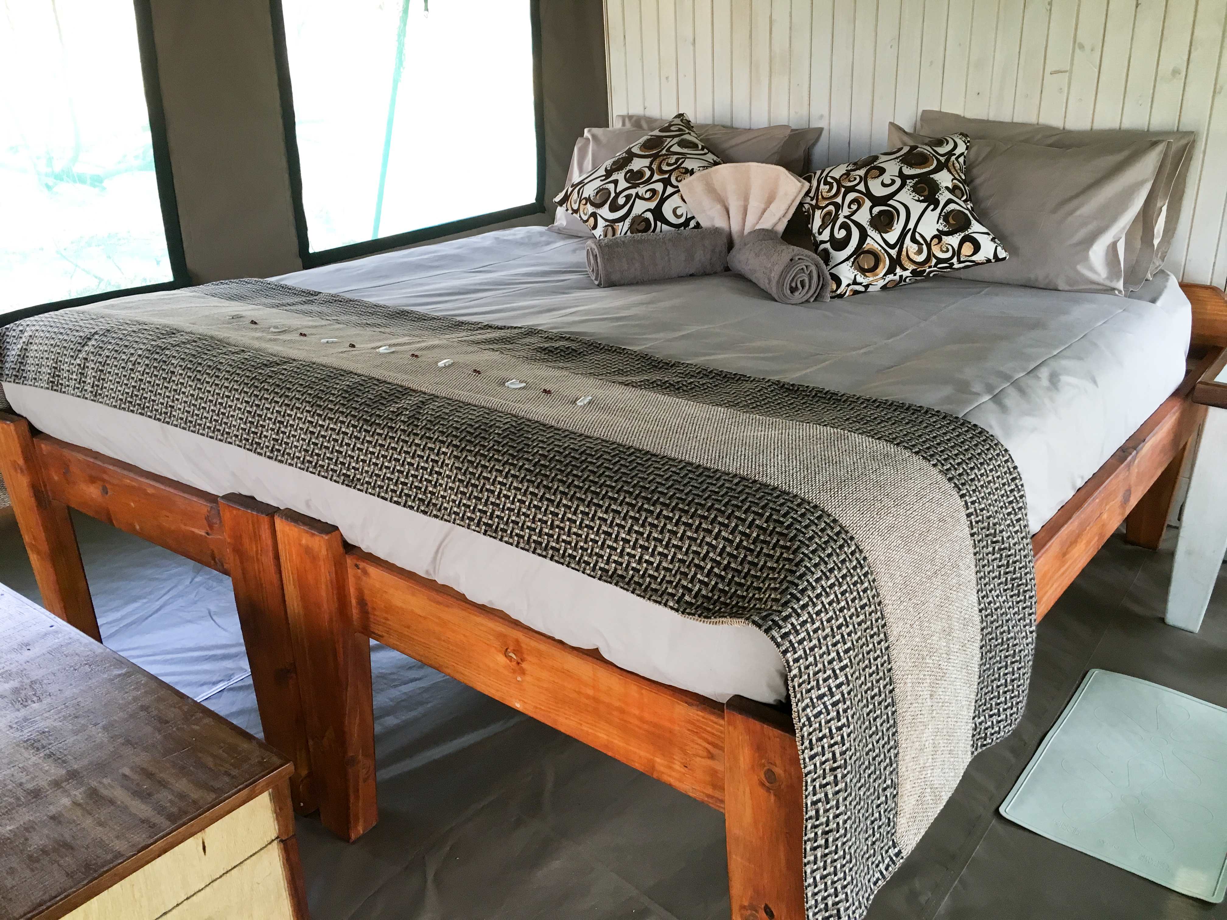 Beds can be twin or king configuration in each guest tent