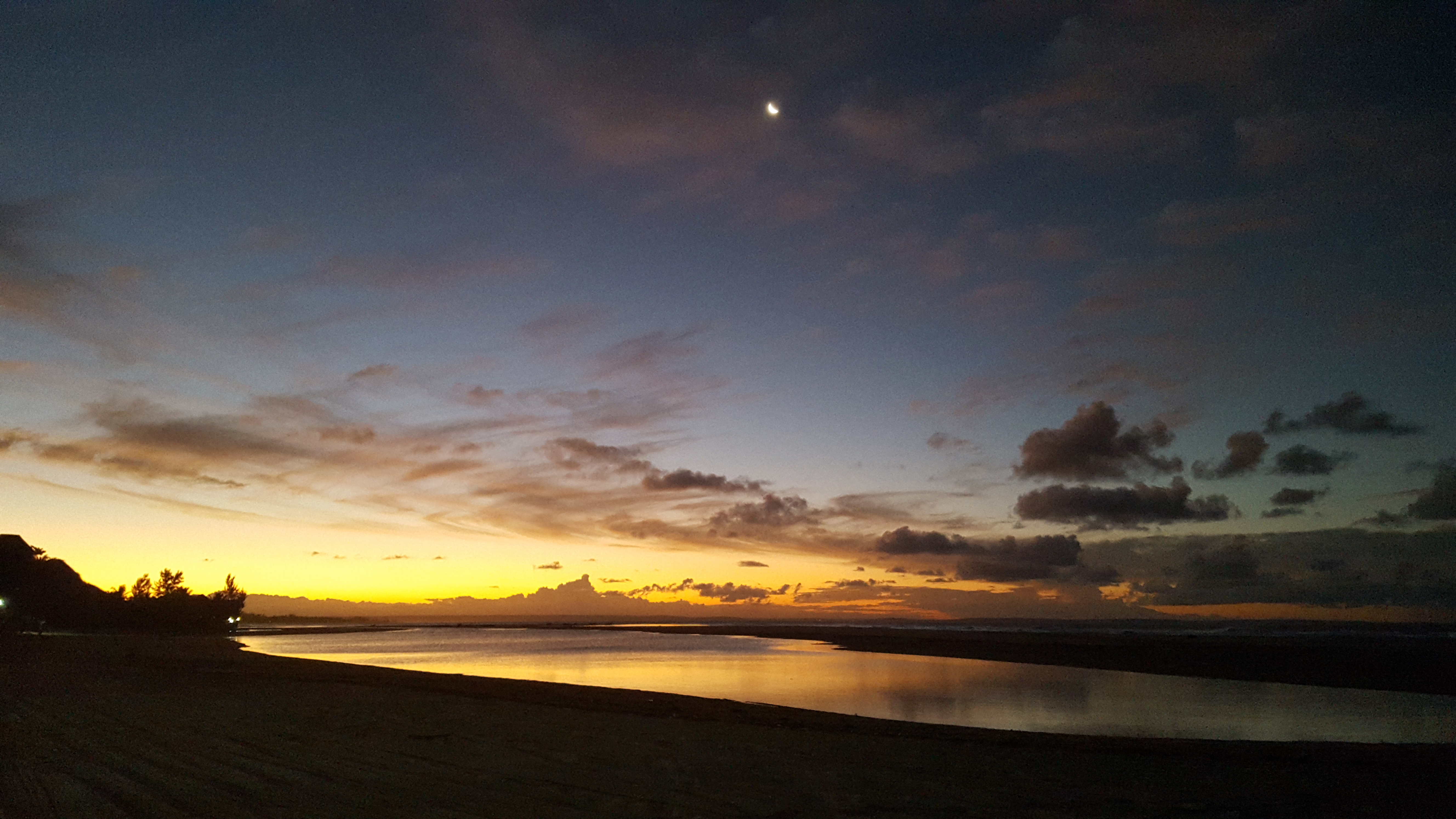 Sunset with full moon