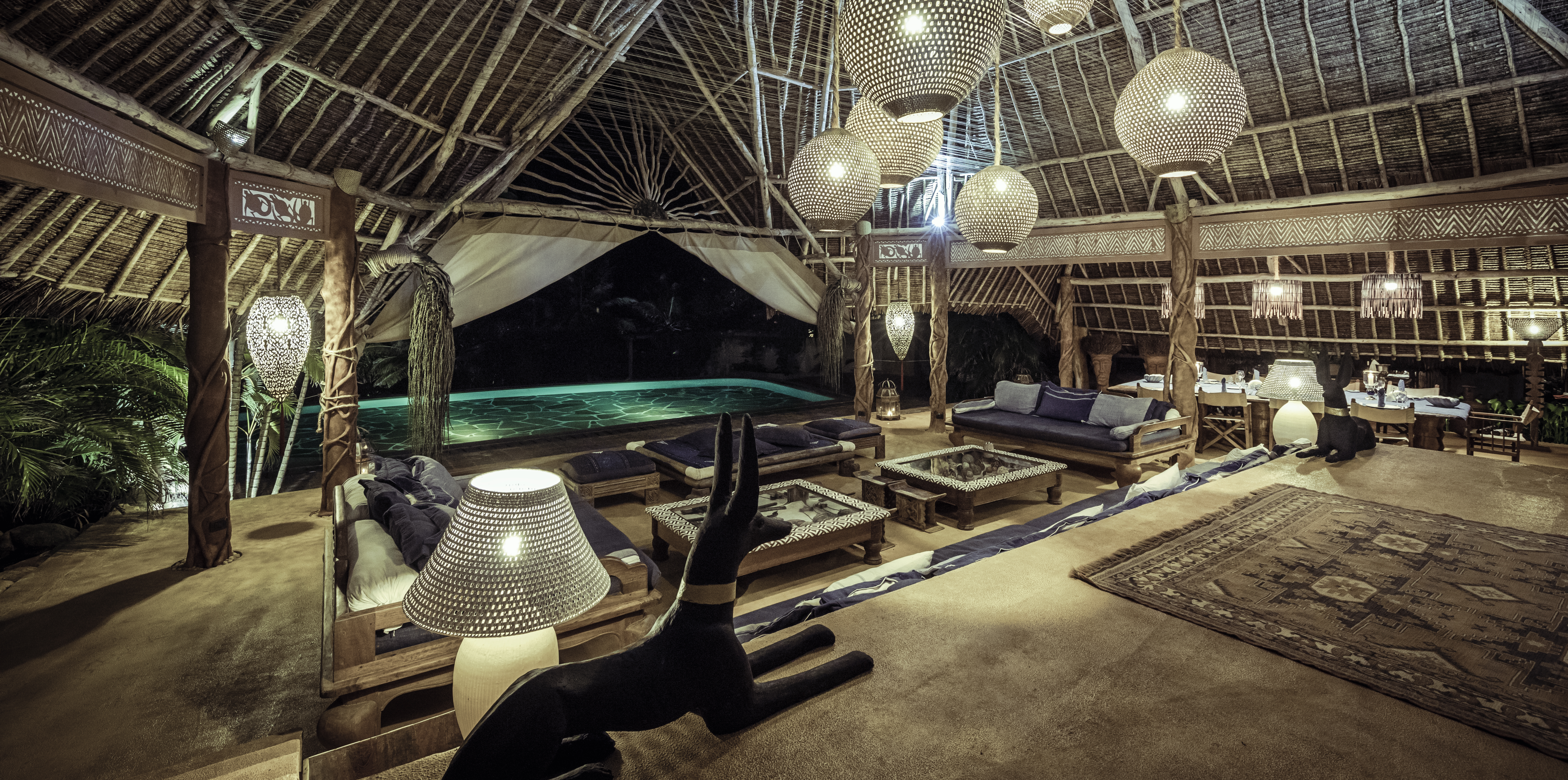 Lounge area at night