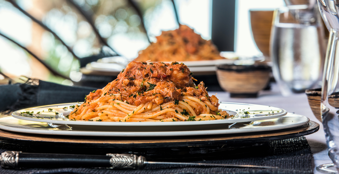 Homemade seafood pasta 