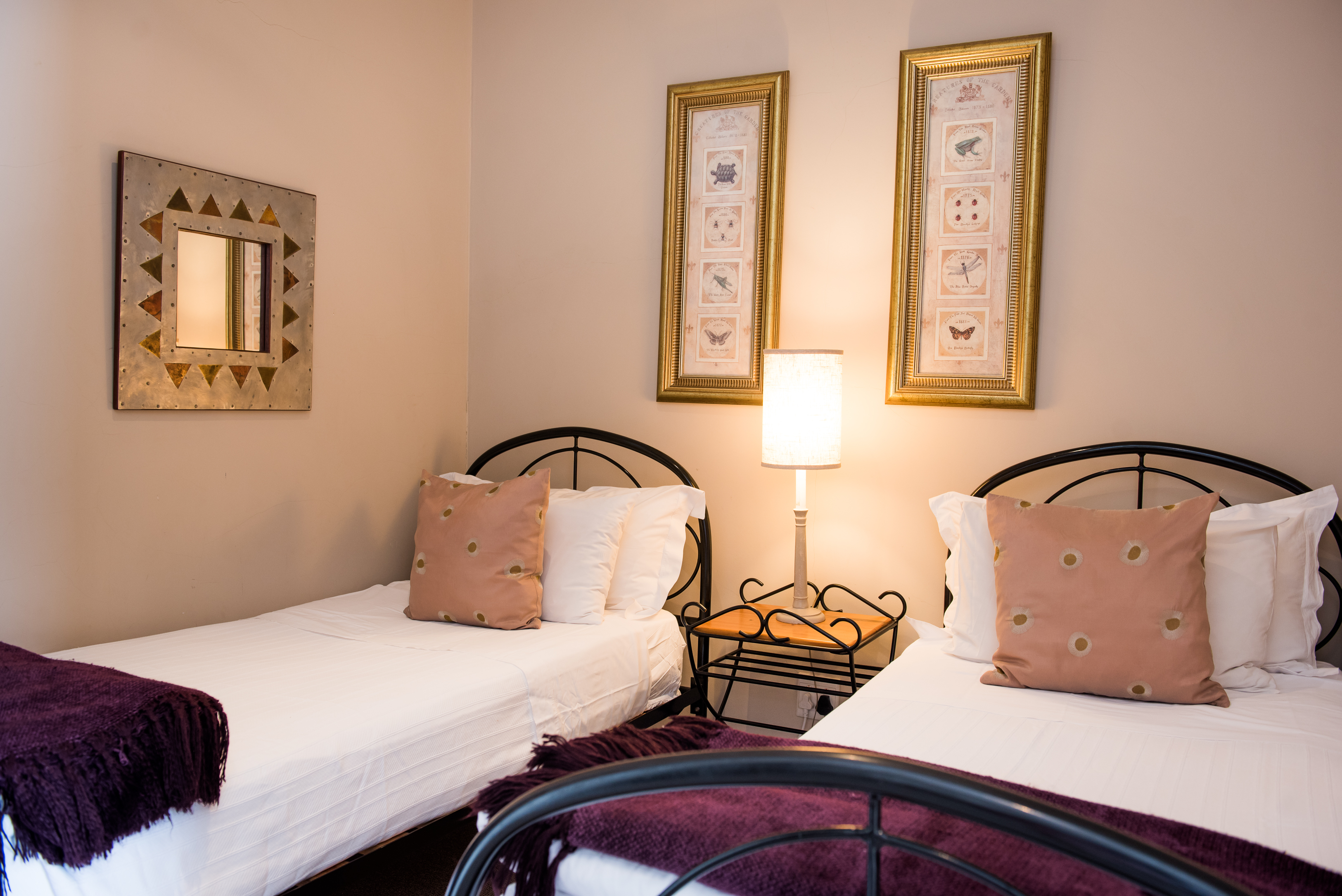 Twin beds ideal for a traveling family. 