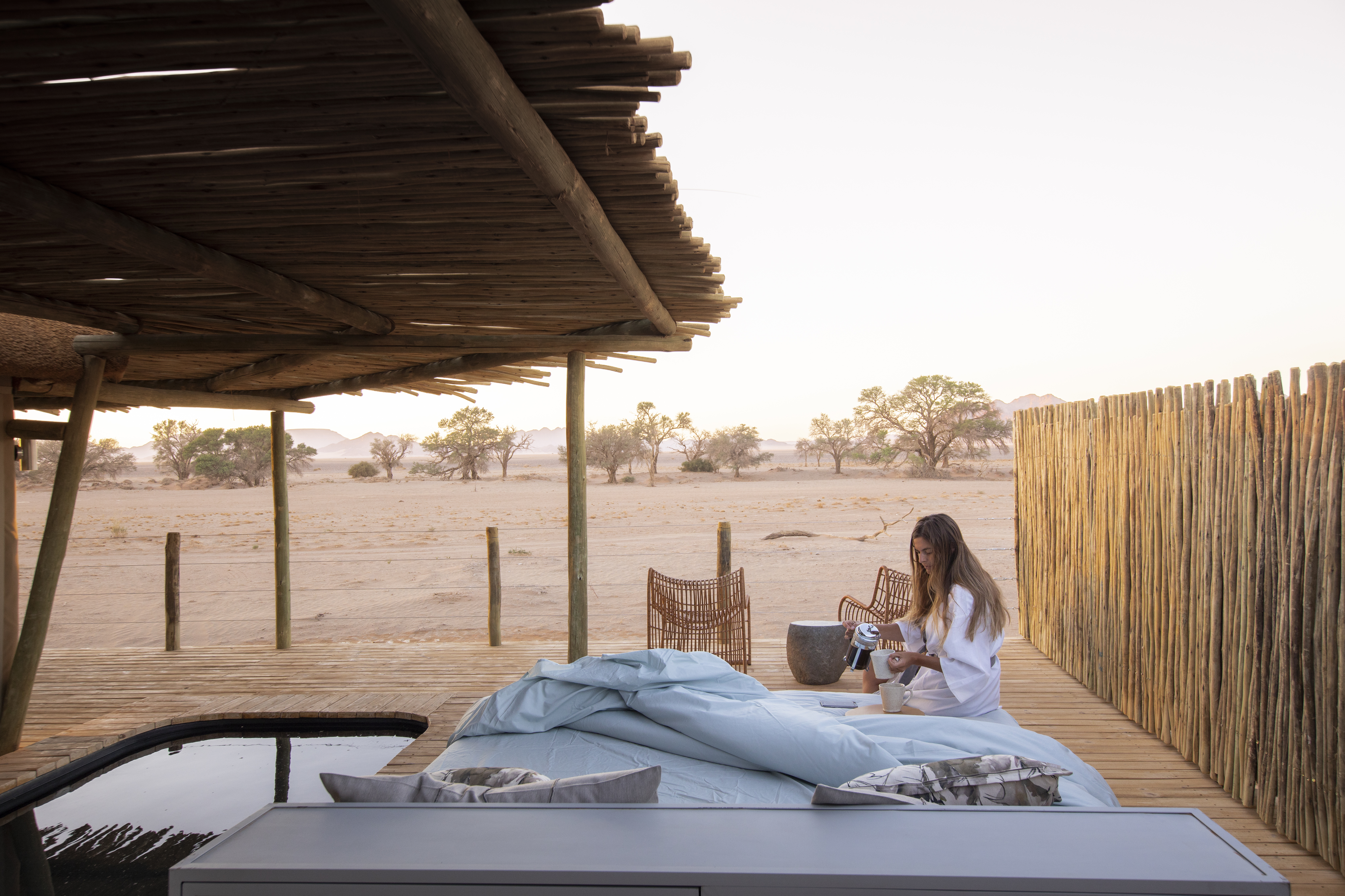 A sleep-out offers uninterrupted morning views over the awakening desert