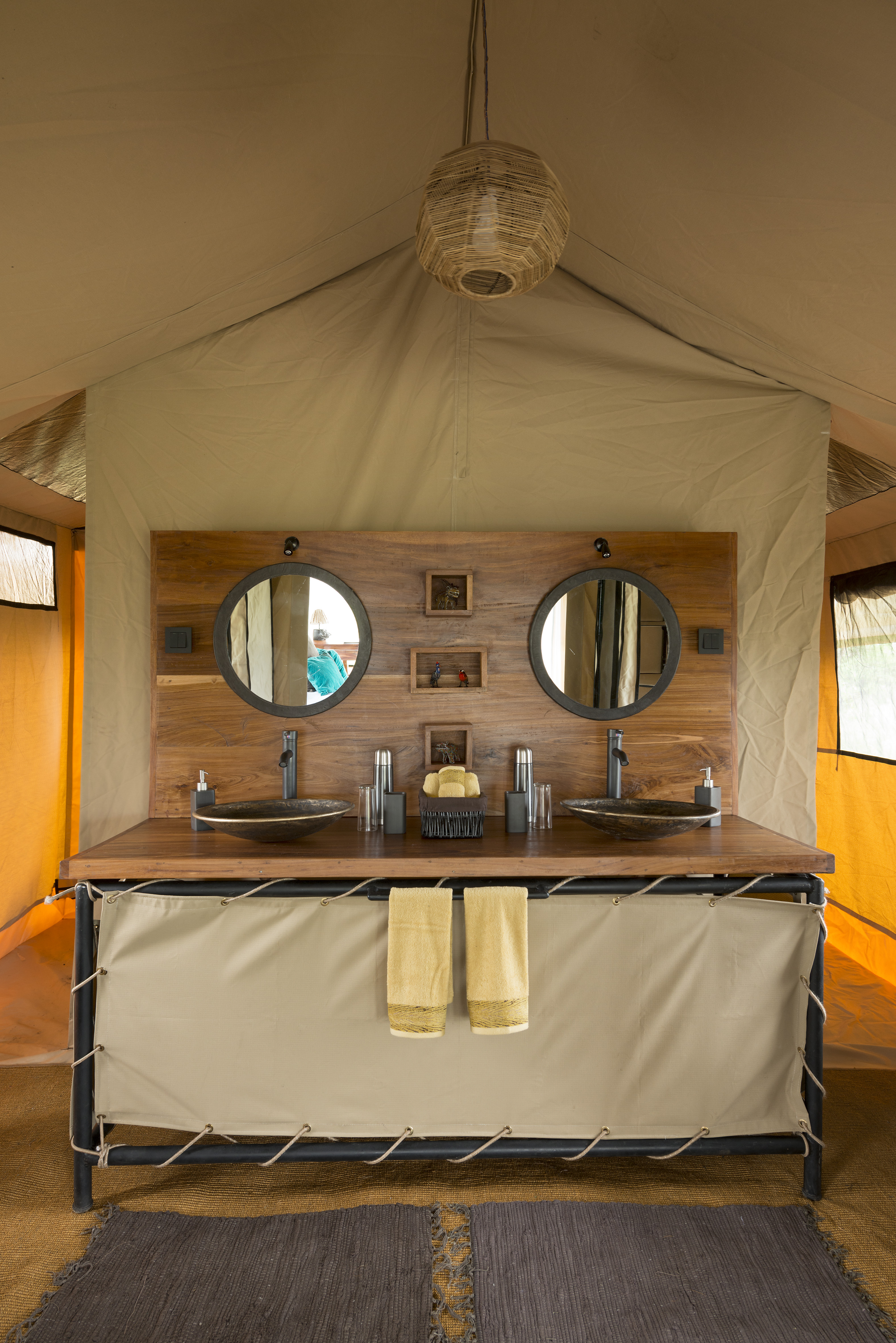 Double vanity in a Kiota Camp bedroom