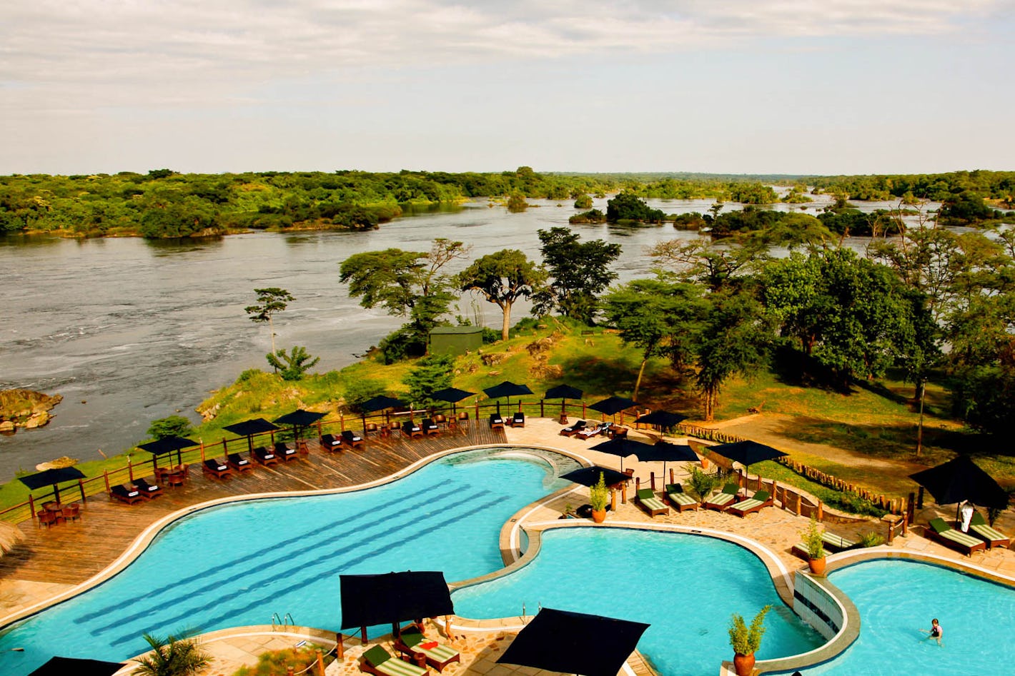 chobe safari lodge tiered pool murchison falls uganda  